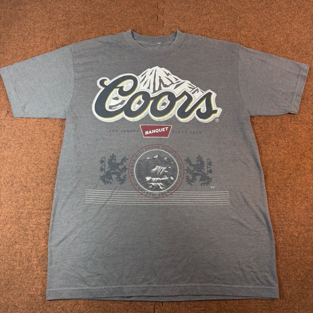 Coors Banquet Beer Graphic T-Shirt Mens XLT Gray Mountain Logo Brew Tee 2012